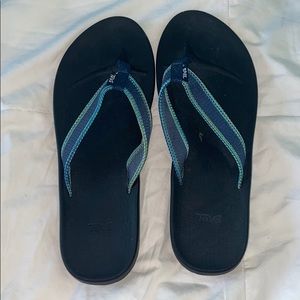 Black and Blue Teva Flip Flops